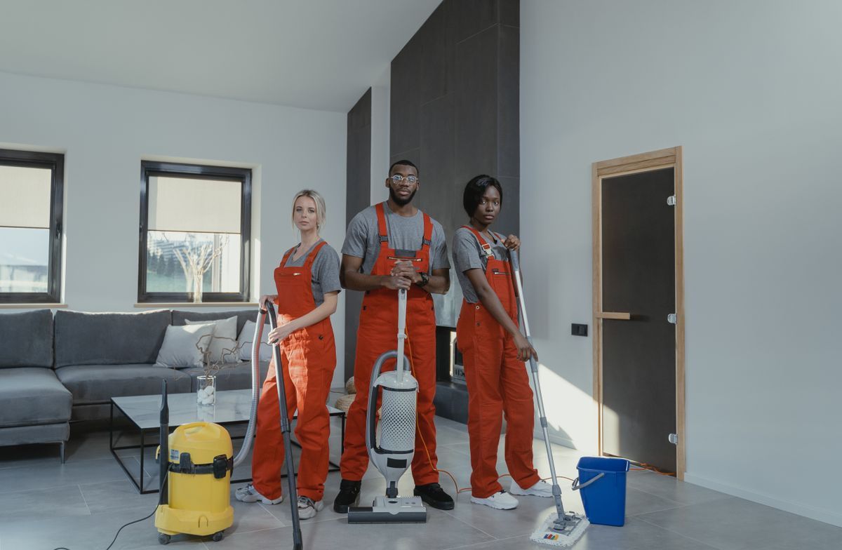 Commercial cleaning crew in a Wellington office